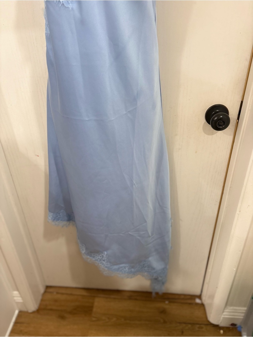 Lace-Trim Slip Dress in Light Blue - Women's high low dress - Picture 4 of 7